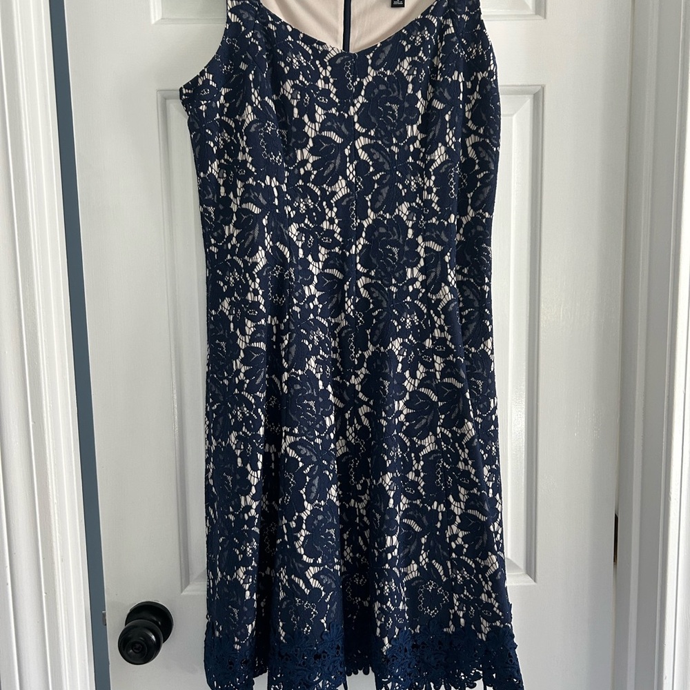 Roz & Ali Navy Blue Lace Dress